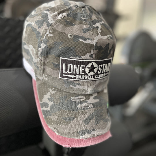 Lone Star Barbell Club simple Distressed Gray Camo Hat