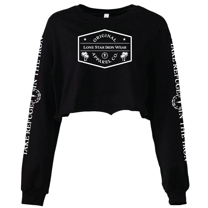 Lone Star Iron Wear variable Black / Small Long Sleeve Women's Raw Edge Crop